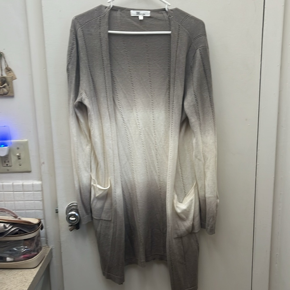 My Tribe Long Open Front With Pockets Ombré Cardigan Size Large - Picture 11 of 15